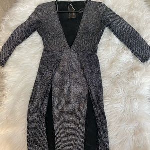 Metallic short dress with double splits